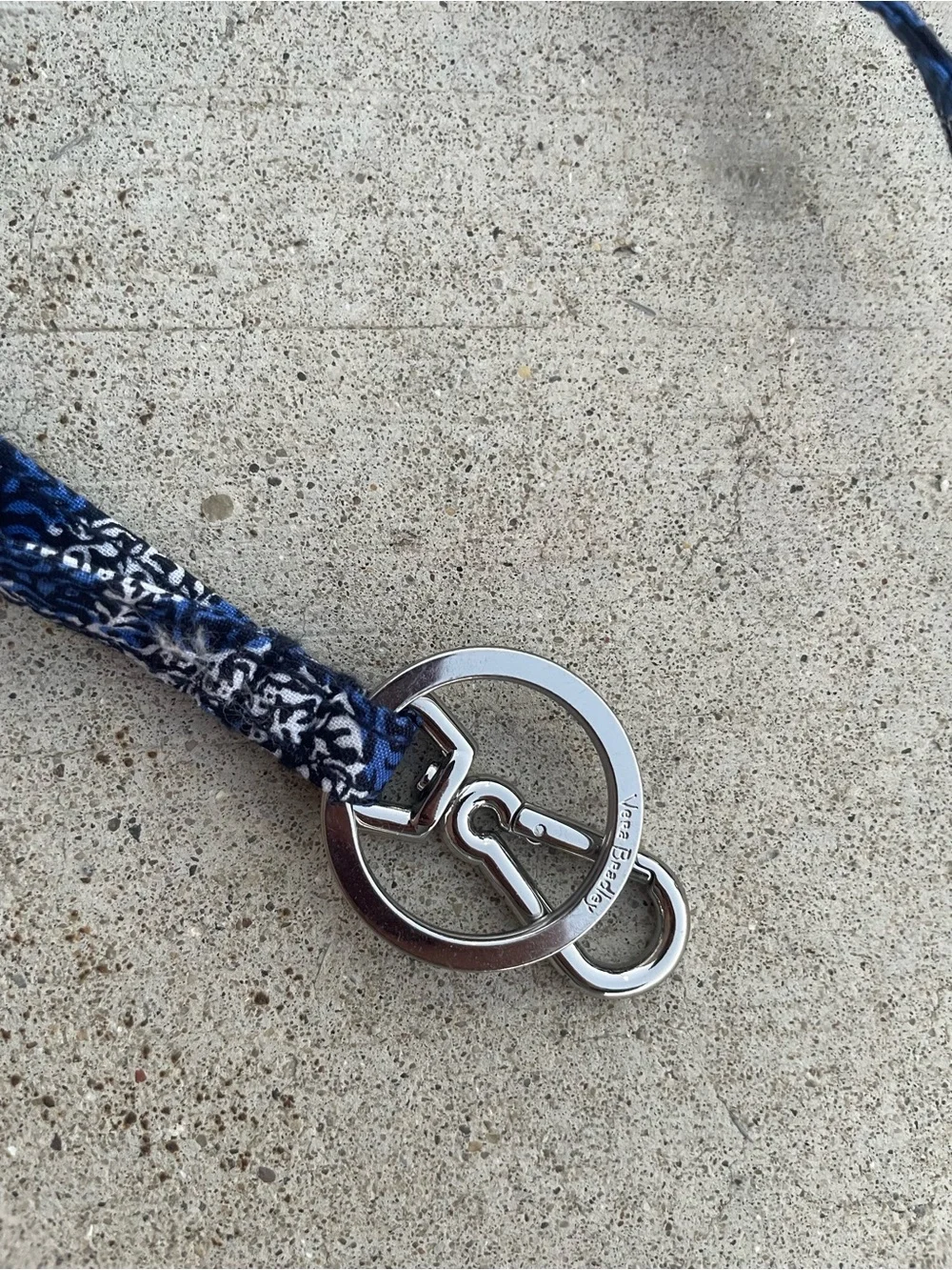 Vera Bradley Blue Patterned Lanyard with Silver Keyring